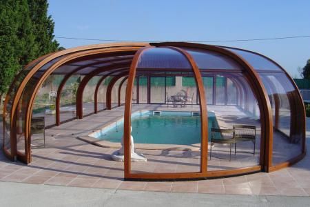 Cubierta de piscina en madera alta, curva y redonda Abrisud - 04