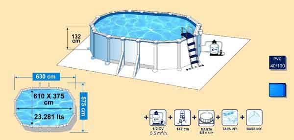 Esquema piscina Gre ovalada serie Atlantis - KITPROV618