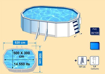 Esquema piscina Gre ovalada serie Bora Bora - KITPROV503